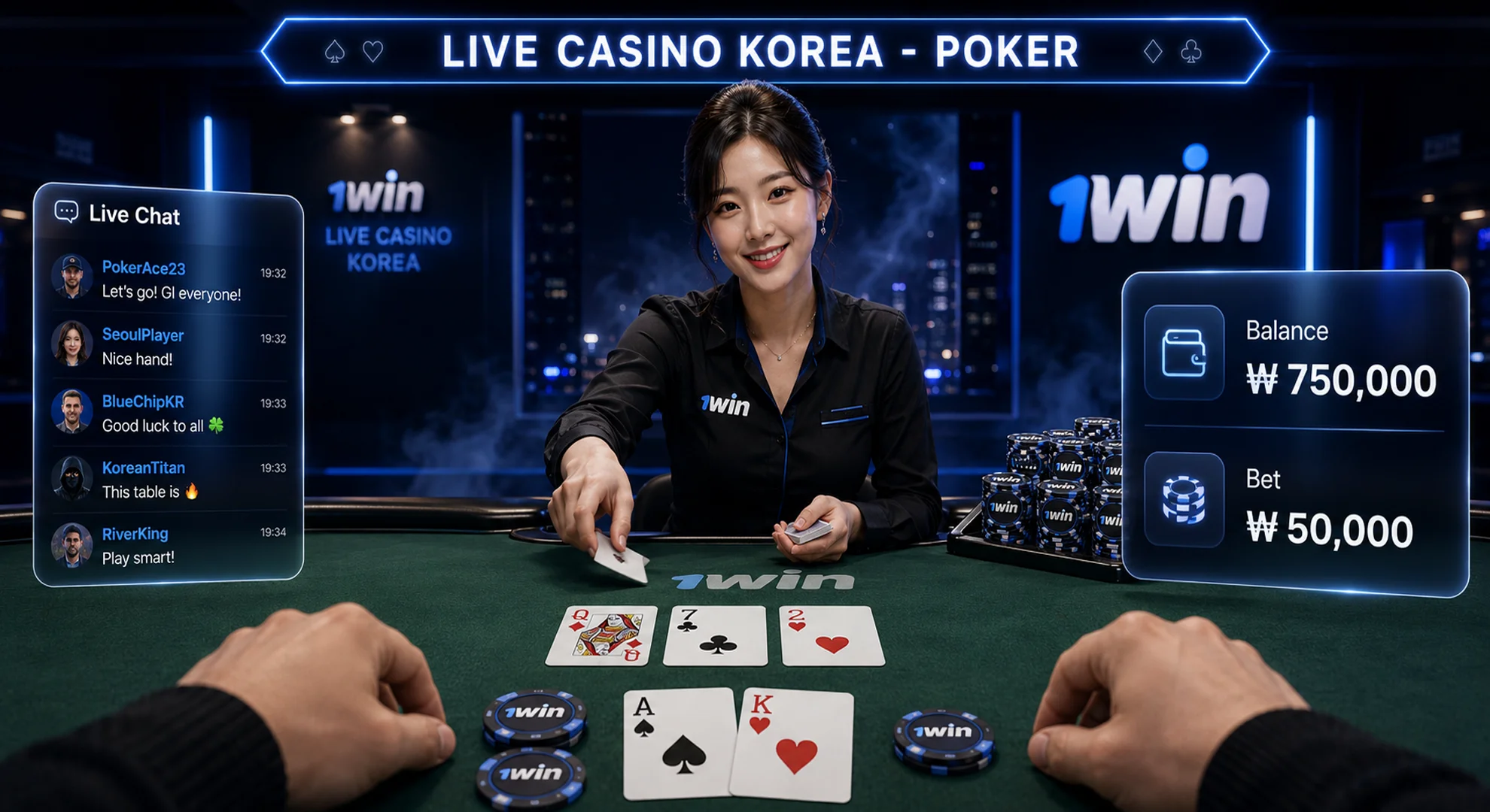 1win Korea Immersive Live Casino Experience POV Poker Table 2026