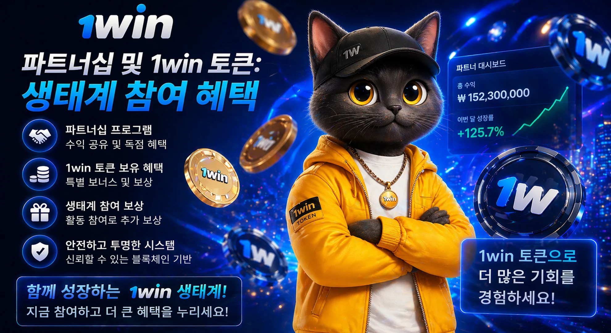   1win-토큰-공식-마스코트-회색-고양이