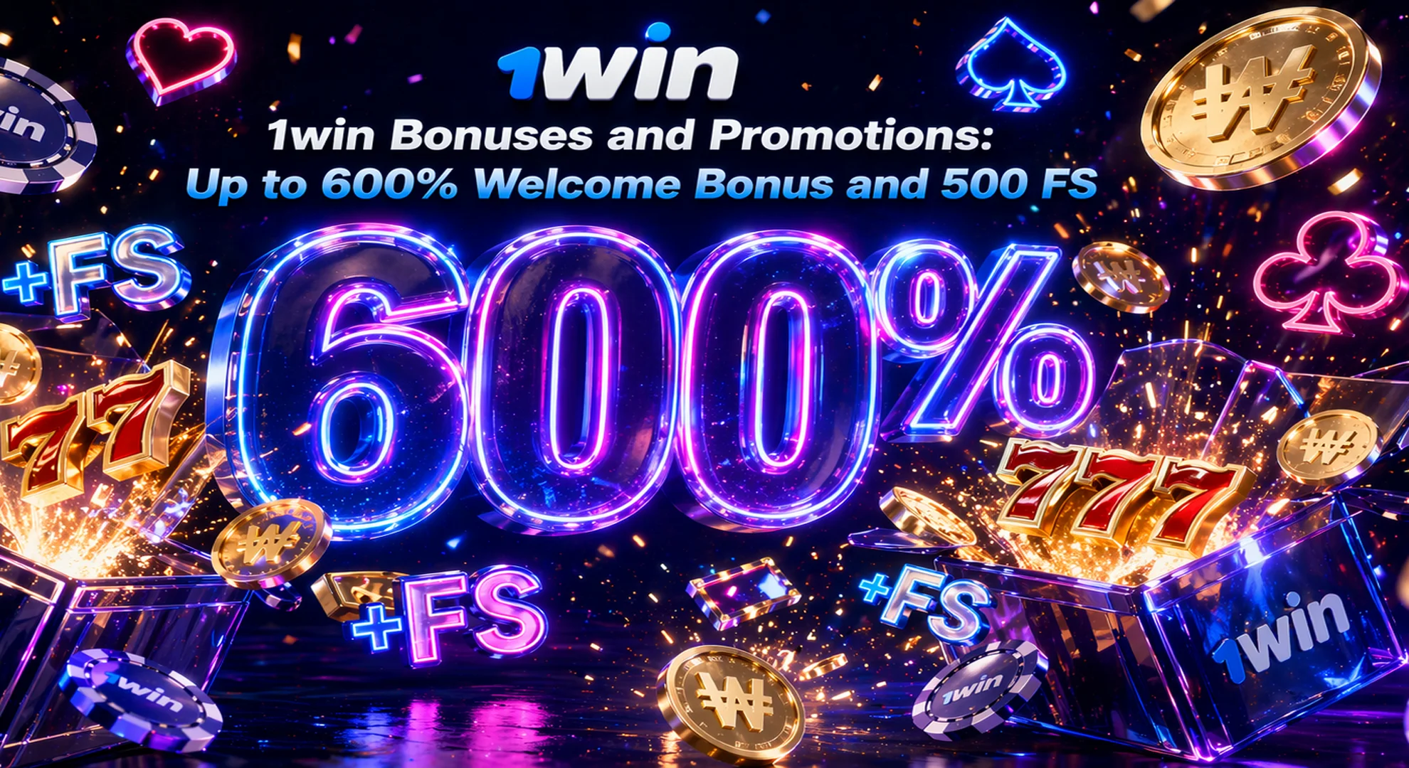 Get up to 600 percent 1win bonus and 500 free spins in South Korea