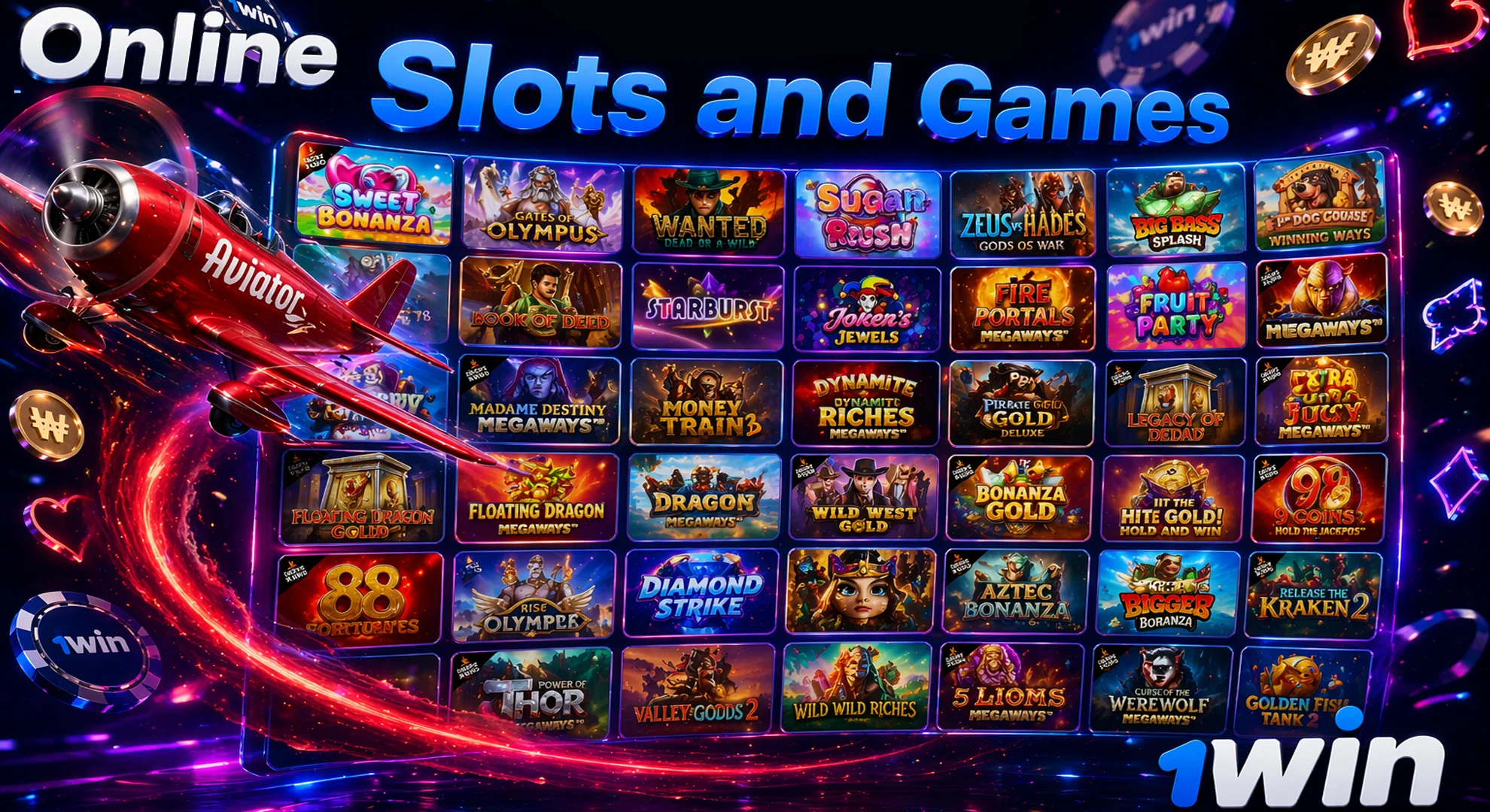 1win KR popular worldwide games including online casino slots and Aviator